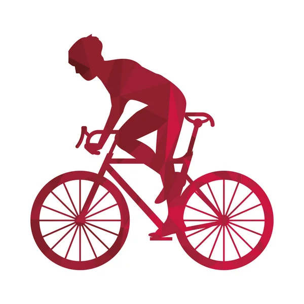 Athlète homme vélo balade sport silhouette — Image vectorielle