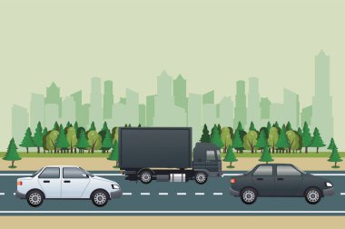 Araçlarla yol manzarası