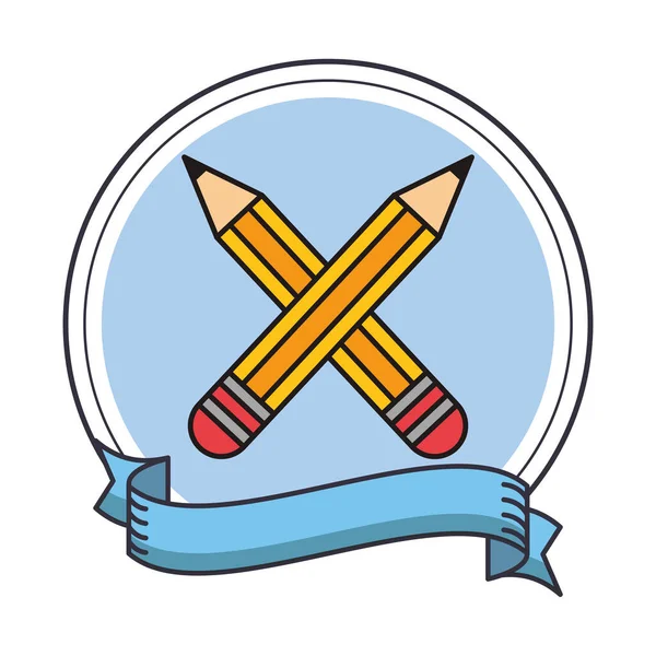 Kalemler okul malzemelerinin arasından izole edilmiş simge