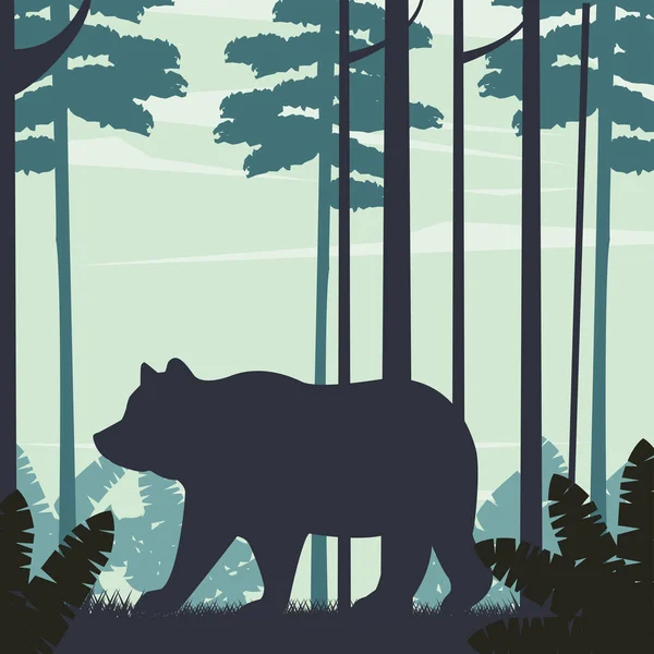 Big bear animal in the landscape scene — Stock Vector