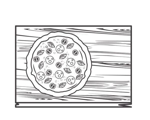 Läcker pizza snabbmat i trä kök styrelse — Stock vektor