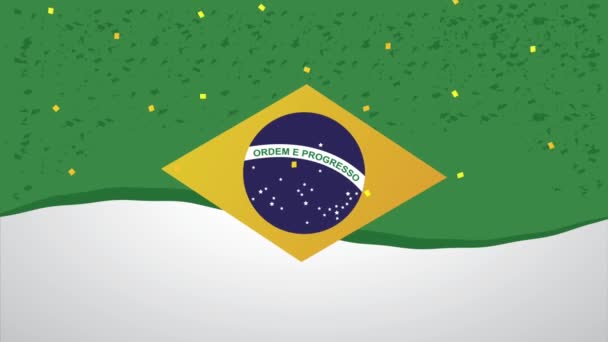 Celebração do dia da independência do brasil com bandeira — Vídeo de Stock