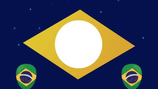 Braziliaanse onafhankelijkheid dag viering met kleuren vlag in ballonnen helium — Stockvideo