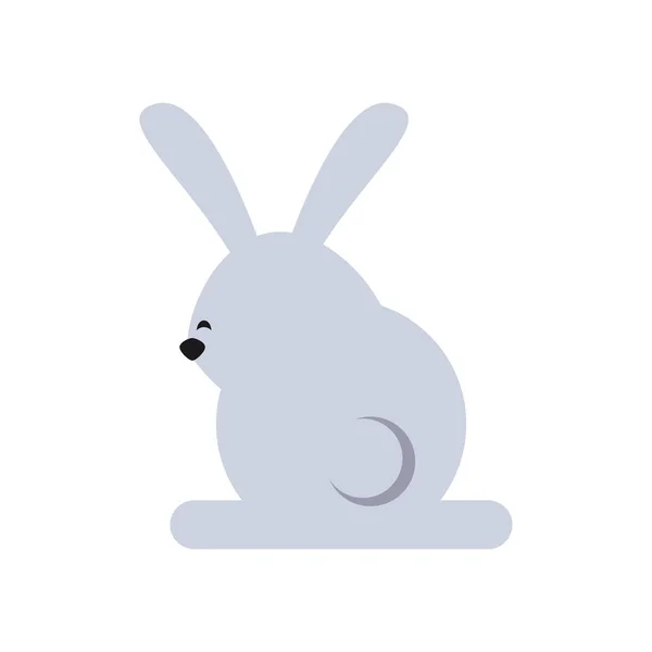 Mignon lapin retour icône de style plat — Image vectorielle