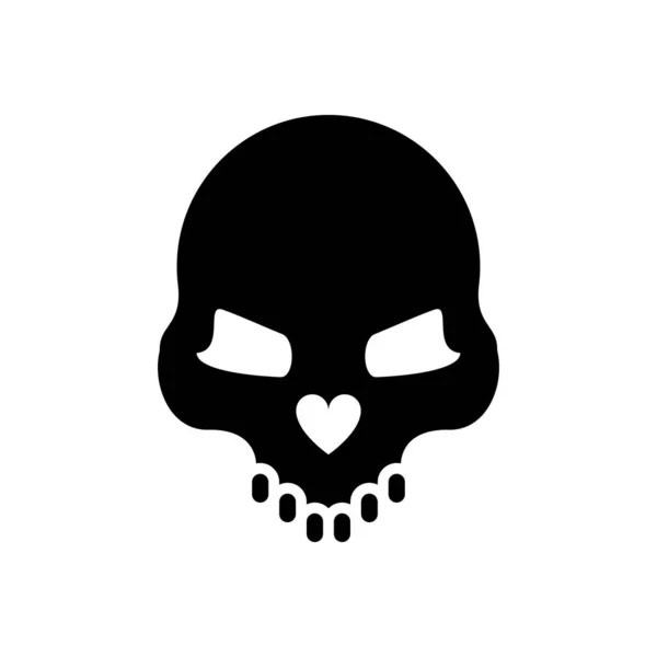 Morte crânio cabeça estilo silhueta ícone —  Vetores de Stock