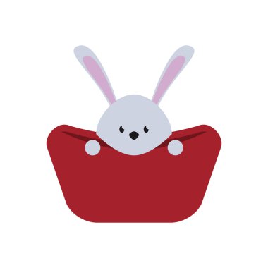 Yatakta şirin tavşan düz stil ikonu