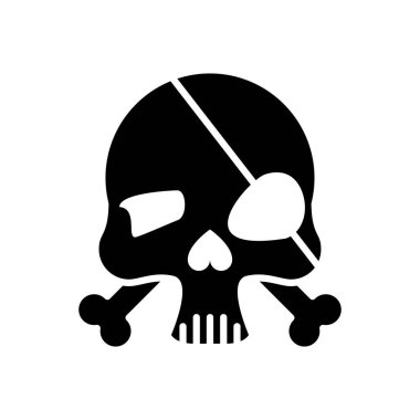 kafatası kafatası kemikleri çapraz ve korsan yaması siluet tarzı simge