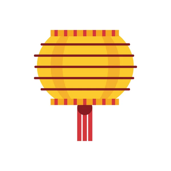 Lámpara circular china colgante luna festival decoración estilo plano — Vector de stock