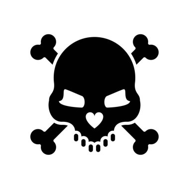 Kemikli ölüm kafatası siluet stili simge