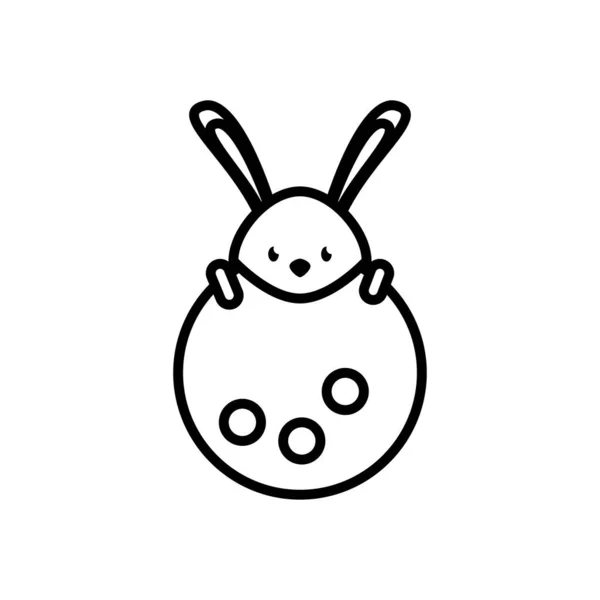 Lindo conejo en luna estilo de línea completa — Vector de stock