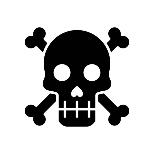 голова черепа смерти со скрещенными костями в стиле силуэта