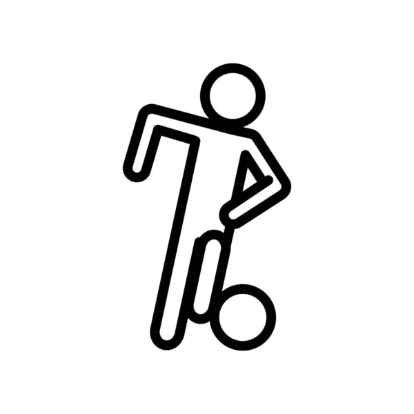 Fotbollsspelare avatar figur med ballong linje stil ikon — Stock vektor
