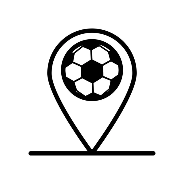 ピンロケーションラインスタイルのアイコンでサッカーボール — ストックベクタ