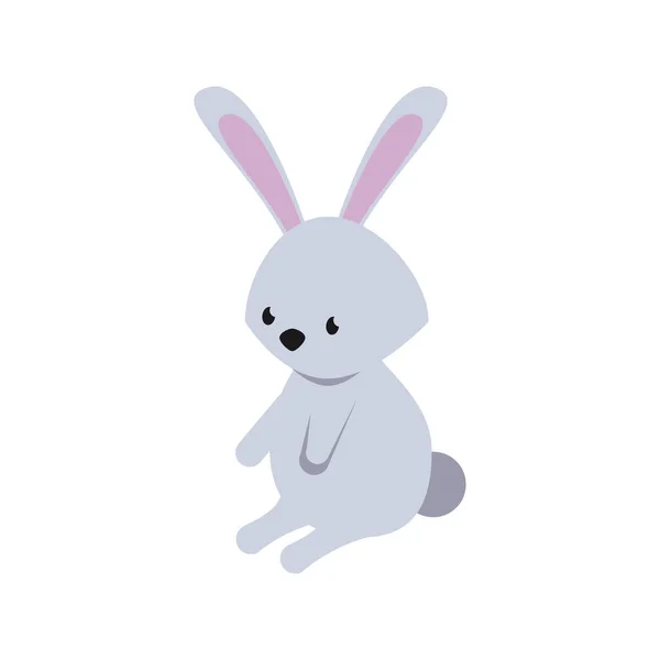 Cute rabbit front flat style icon — Stock Vector