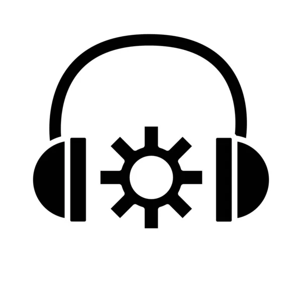 Zestaw słuchawkowy z ustawieniami biegów ikona stylu sylwetki maszyny — Wektor stockowy