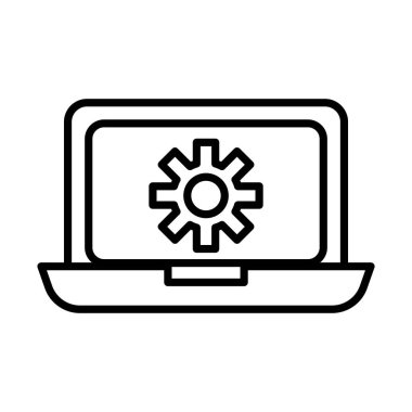 dişli ayarları olan dizüstü bilgisayar makine satırı biçimi simgesi