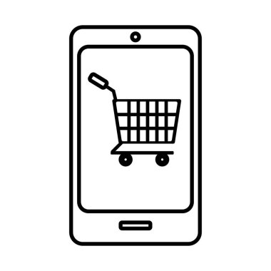 Alışveriş arabası tarzı simgesi olan akıllı telefon