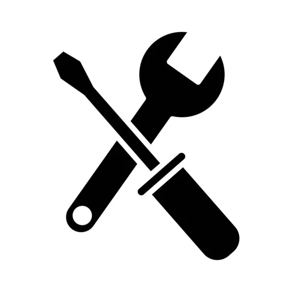 Llave inglesa y herramienta de destornillador icono de estilo de silueta — Vector de stock