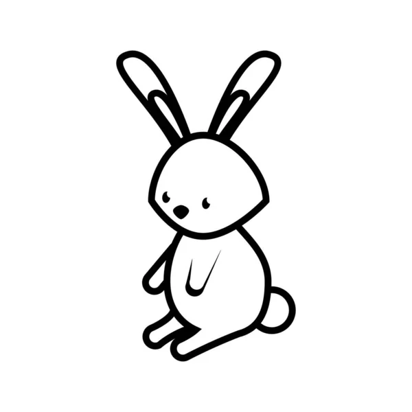 Милый кролик передней линии стиля икона — стоковый вектор