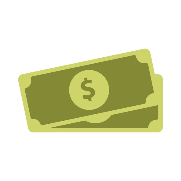 Notas dinheiro dólares ícone de estilo plano — Vetor de Stock