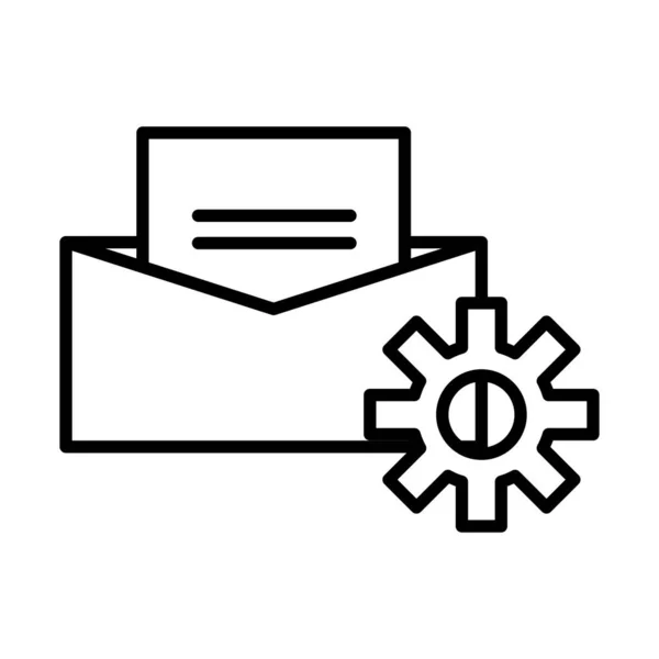 Sobre con configuración de engranajes icono de estilo de línea de máquina — Archivo Imágenes Vectoriales