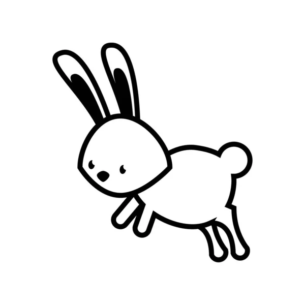 Niedlichen Kaninchen springen Linie Stil-Symbol — Stockvektor