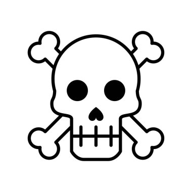 Kemiklerle dolu ölüm kafatası çizgi biçimi simgesi