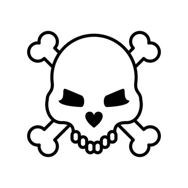 Kemikli ölüm kafatası çizgi biçimi simgesi