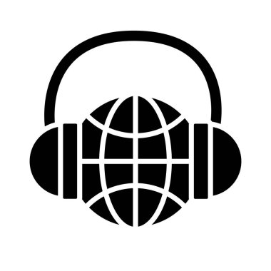 Küre tarayıcı arama merkezi servis silueti biçim simgesine sahip kulaklık