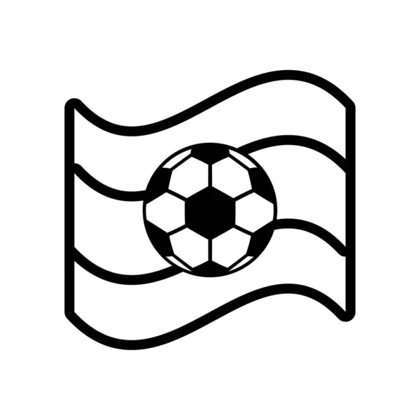 Fußball Sport Ballon in Trikolore Flagge Linie Stil-Symbol — Stockvektor