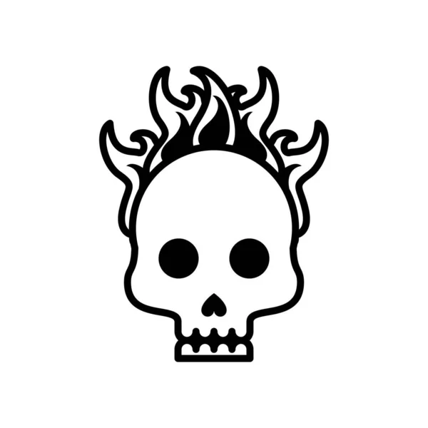 Death skull head on fire line style — Stock Vector