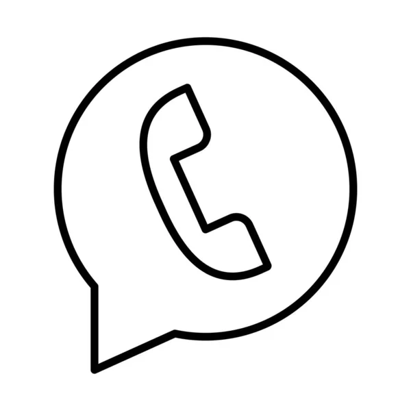 Telefoon call center service in spraakbel lijn stijl pictogram — Stockvector