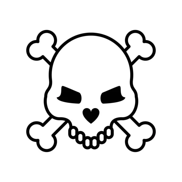 Death skull with bones crossed line style icon — Stock Vector