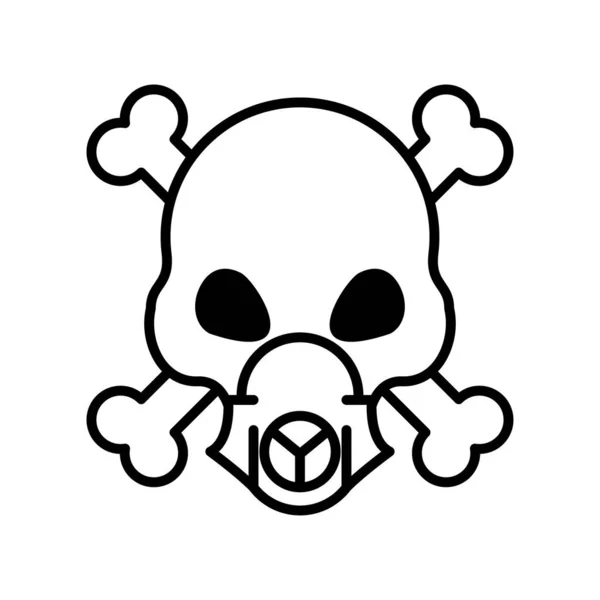 Doodshoofd dragen masker met botten gekruiste lijn stijl pictogram — Stockvector