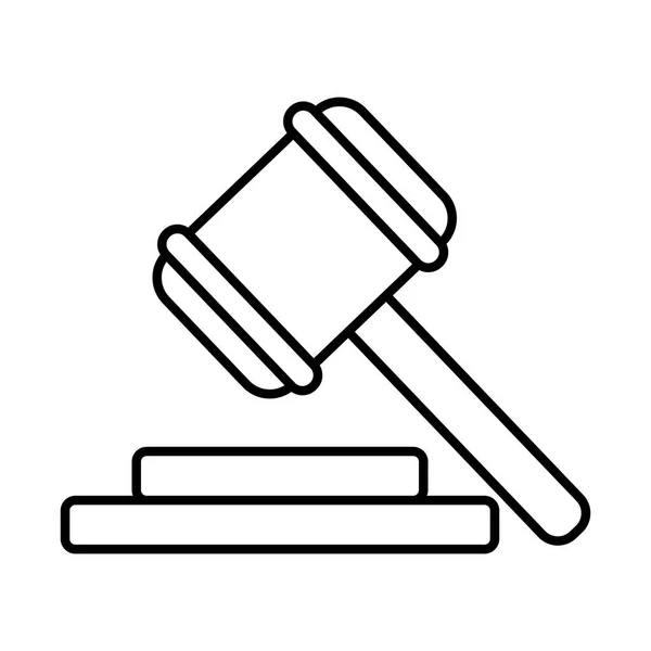 Młotek sędzia linia styl ikona — Wektor stockowy
