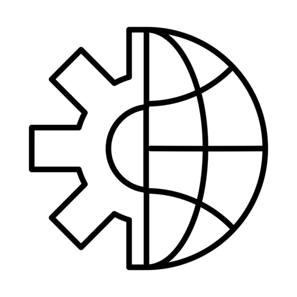 Navegador esfera con configuración de engranajes icono de estilo de línea de máquina — Archivo Imágenes Vectoriales