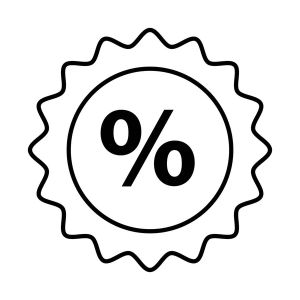 Sceau avec pourcentage symbole ligne style icône — Image vectorielle