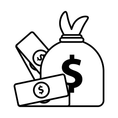 Para dolu çanta. Dolar çizgisi simgesi.