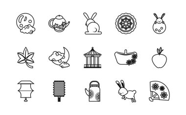 On beş Çin ay festivali simgeleri