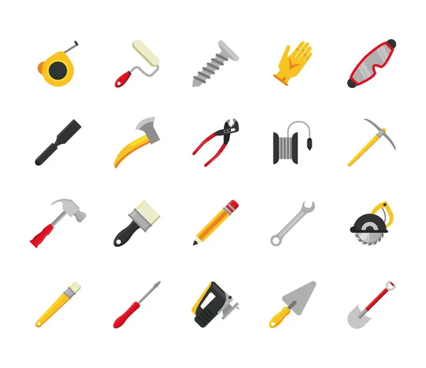 Bundle of twenty tools set icons — Stock Vector