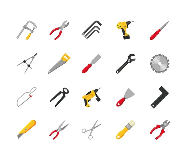 Paquete de veinte herramientas conjunto de iconos de colección — Archivo Imágenes Vectoriales