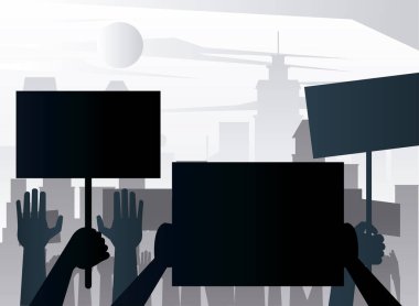 İnsanlar kente bayrak kaldırmayı protesto ediyorlar.