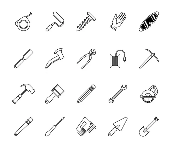 Bundle of twenty tools set icons — Stock Vector