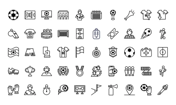 Cincuenta fútbol fútbol deporte conjunto iconos — Vector de stock