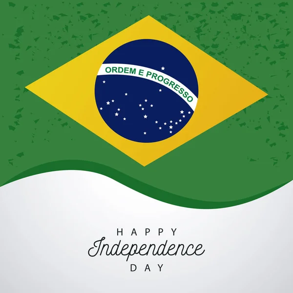 Brasiliana felice giorno independece celebrazione con bandiera — Vettoriale Stock
