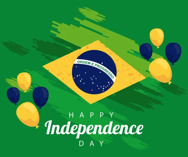 Brasilien feiert Unabhängigkeitstag mit Fahne im Heliumballon — Stockvektor