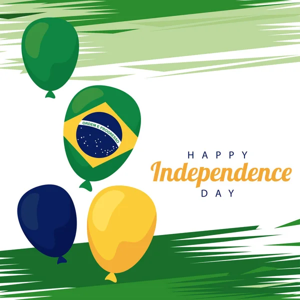 Brasilien feiert Unabhängigkeitstag mit Fahne und Luftballons — Stockvektor