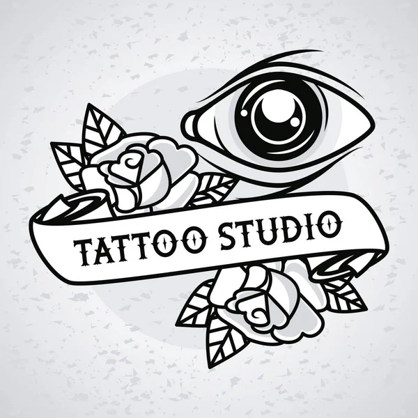eye human and roses tattoo studio graphic