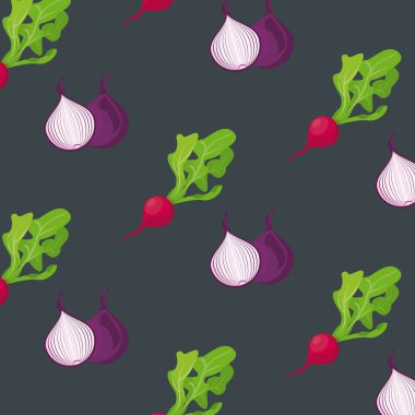 Siyah arka planda taze yerel sebze soğan ve turplar