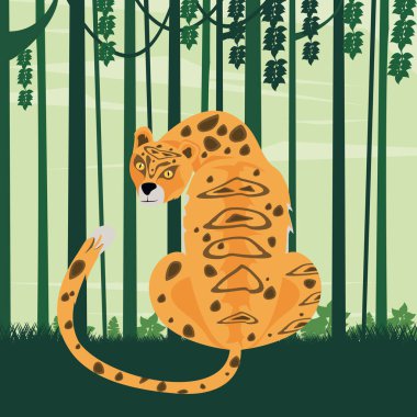 Orman sahnesindeki leopar hayvan.